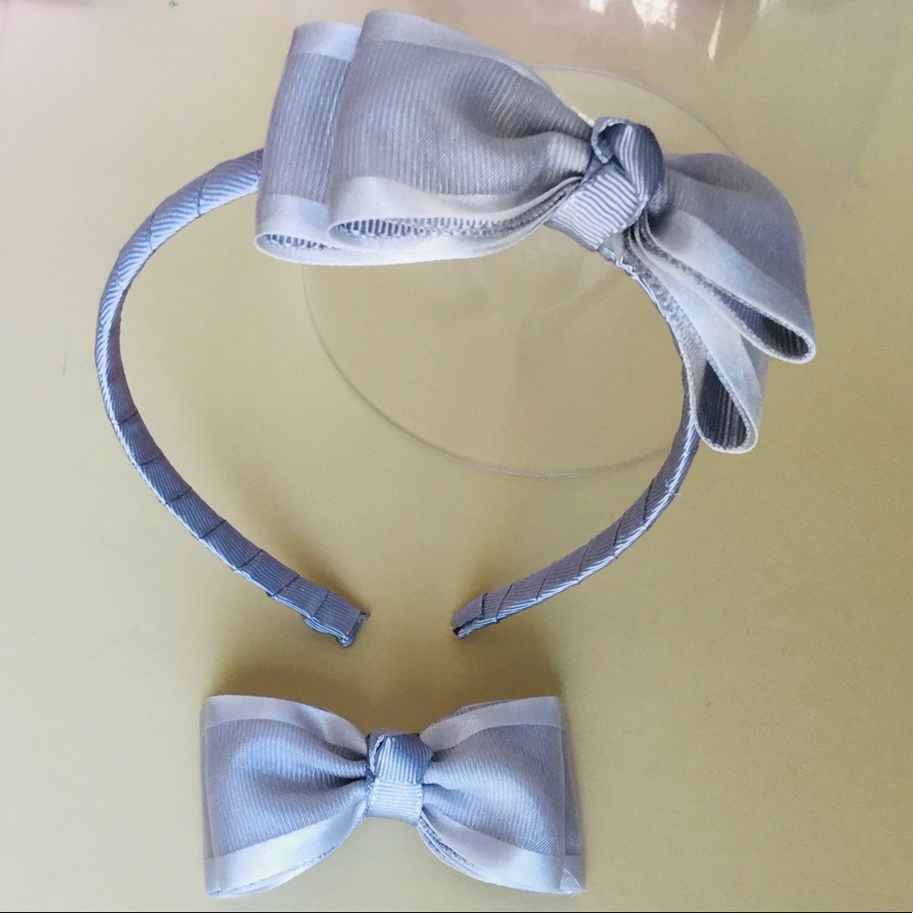 Silver Hair Band & Bow Set